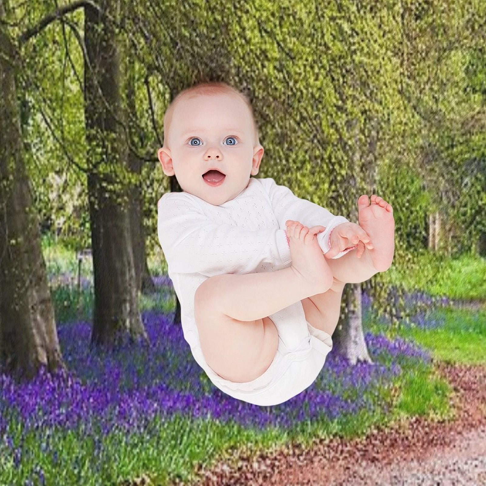 Spring Bluebell Woodland Walk Premium Throw Blanket