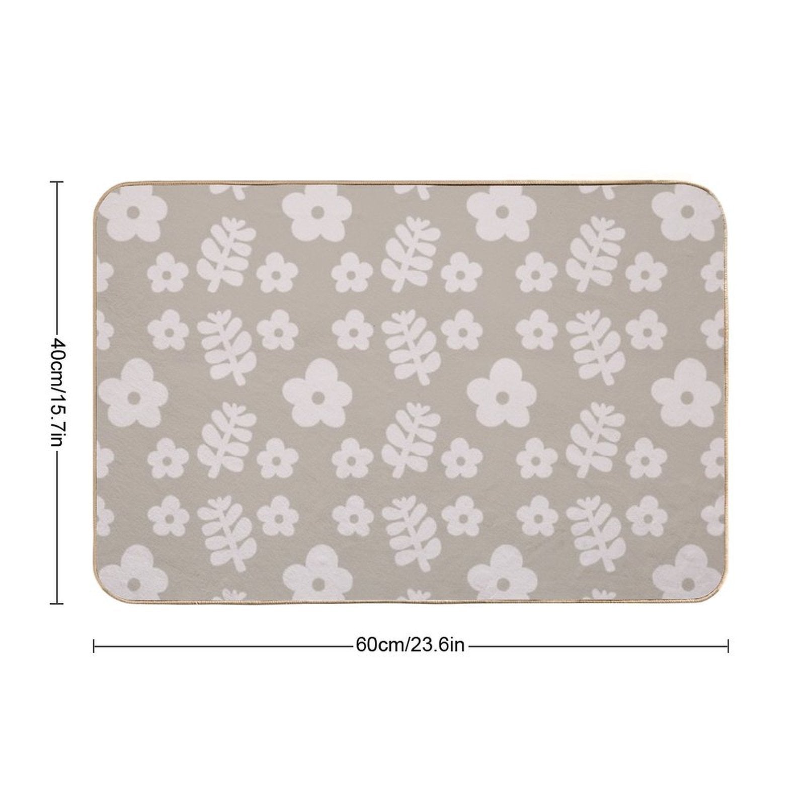 Mid Century Modern Flowers & Leaves, Cute Retro Pattern, Light Taupe  Multi-Purpose Bath Mat