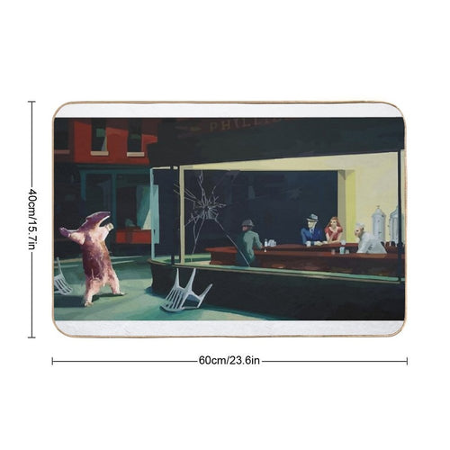 Banksy Nighthawks Anteater Edward Hopper  Long-Lasting Bath Mat