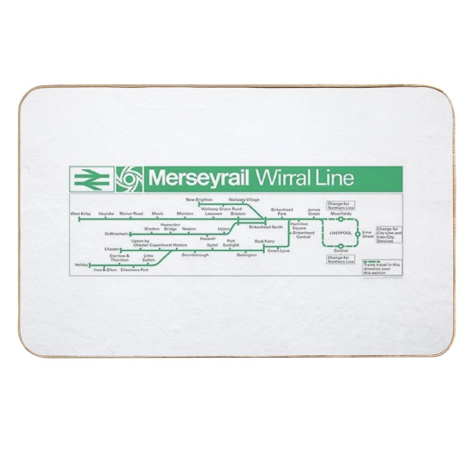 Merseyrail Wirral Line Carriage Map 1978  Toxin-Free Bath Mat