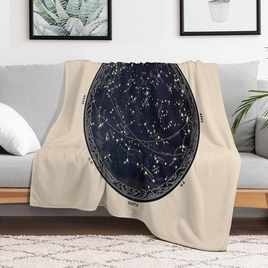 Antique Map of The Night Sky, 19th Century Astronomy Quick-dry Throw Blanket