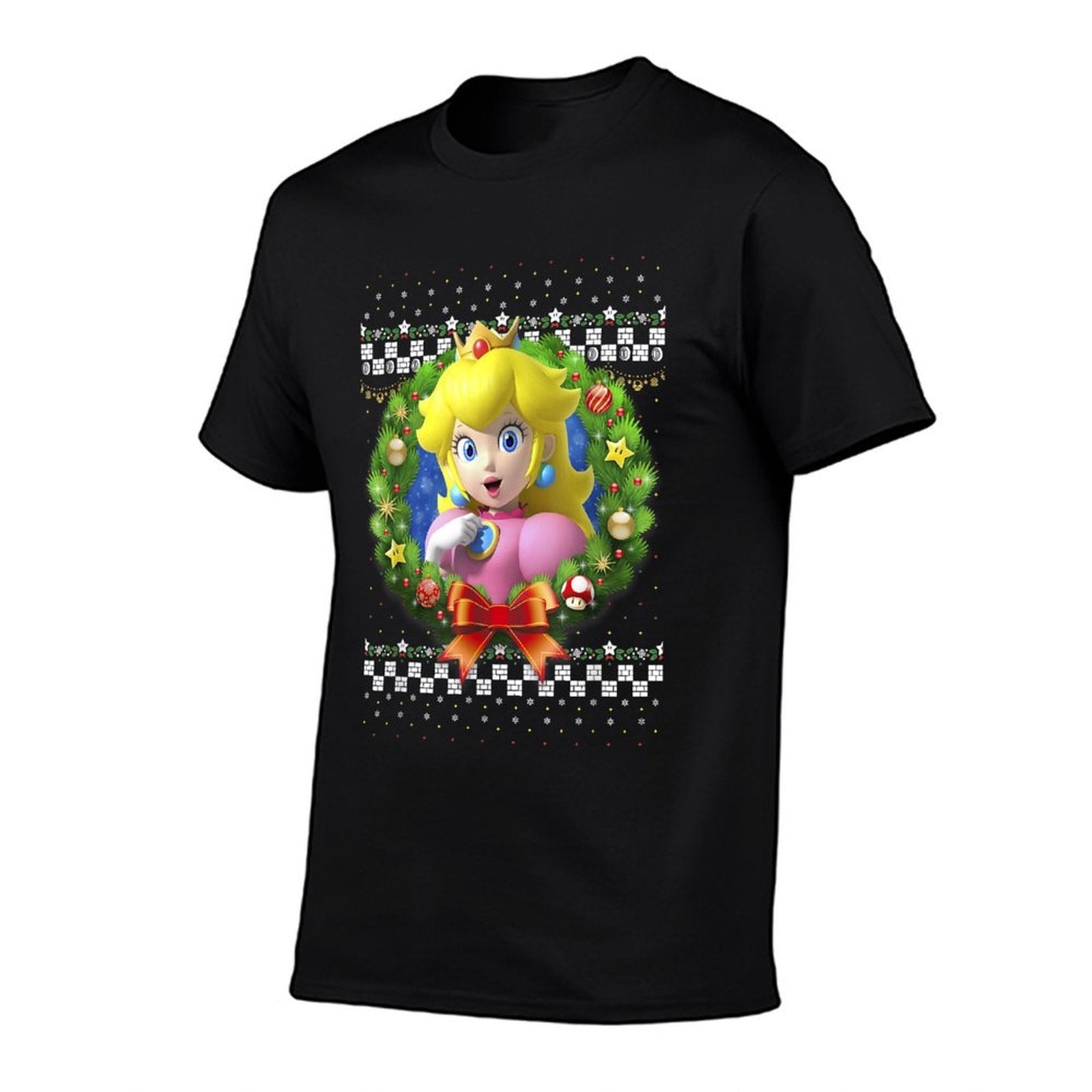 Super Mario Christmas Princess Peach Ugly Sweater  High-quality Stitching T-Shirt