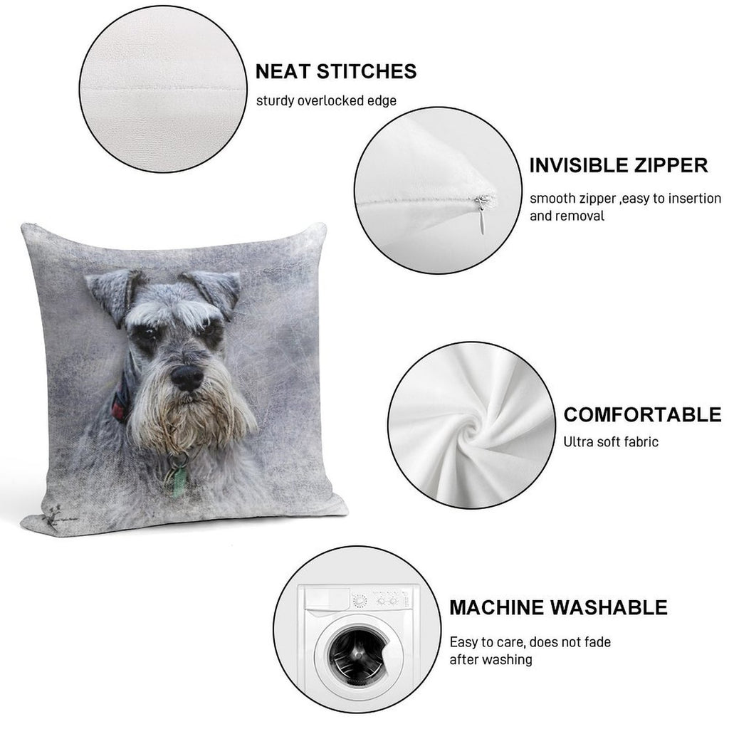 Serious Schnauzer Soft Anti-Pilling Throw Pillow
