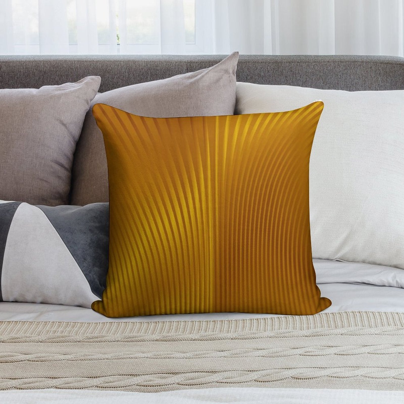 Golden Art Deco Pattern Soft Multiple Sizes Throw Pillow
