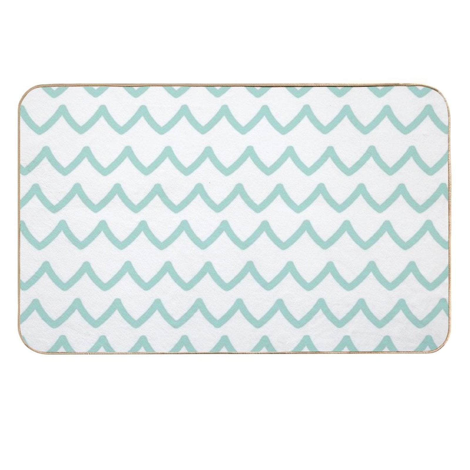 Light Blue Doodle White Underwater Waves  Multi-Purpose Bath Mat
