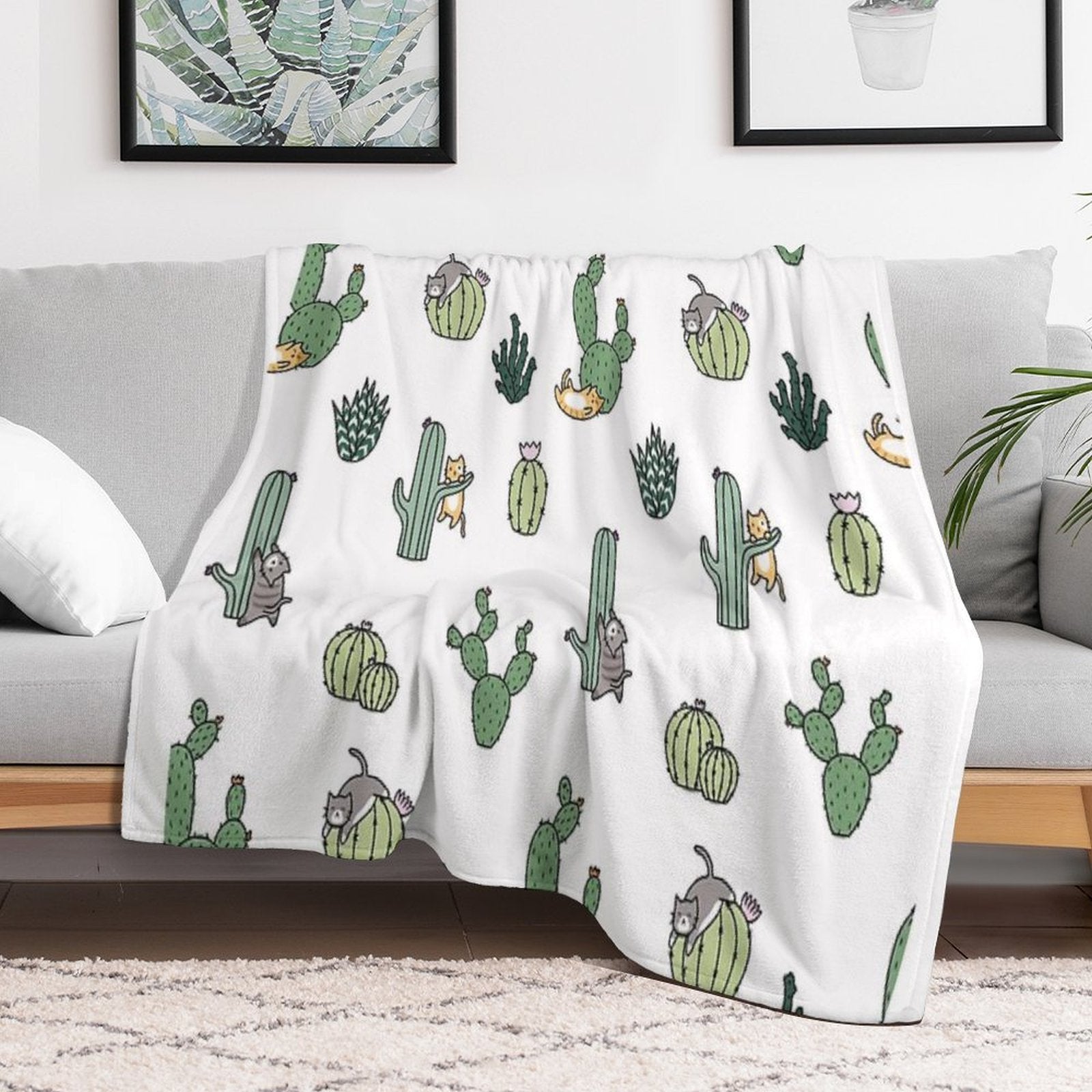 Cacti Cats Multi-functional Throw Blanket