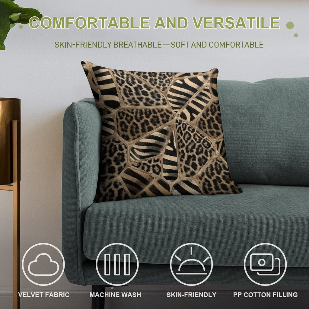 Animal Print - Leopard And Zebra - Pastel Gold Soft Style Accent Throw Pillow