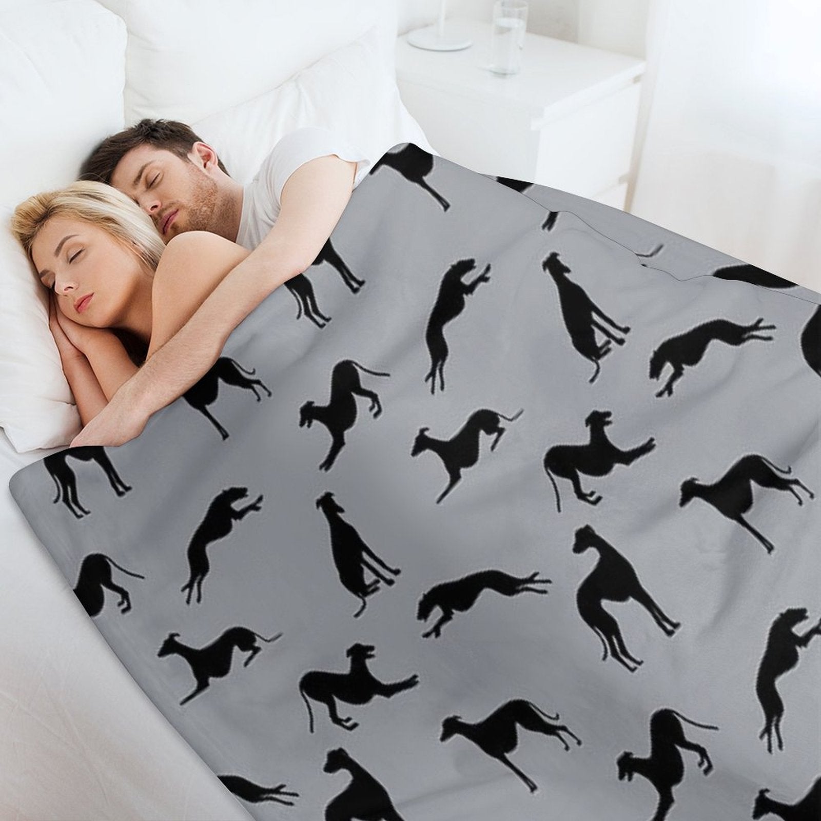 Greyt Greyhound Silhouettes - A3A6AA Eco-conscious Throw Blanket