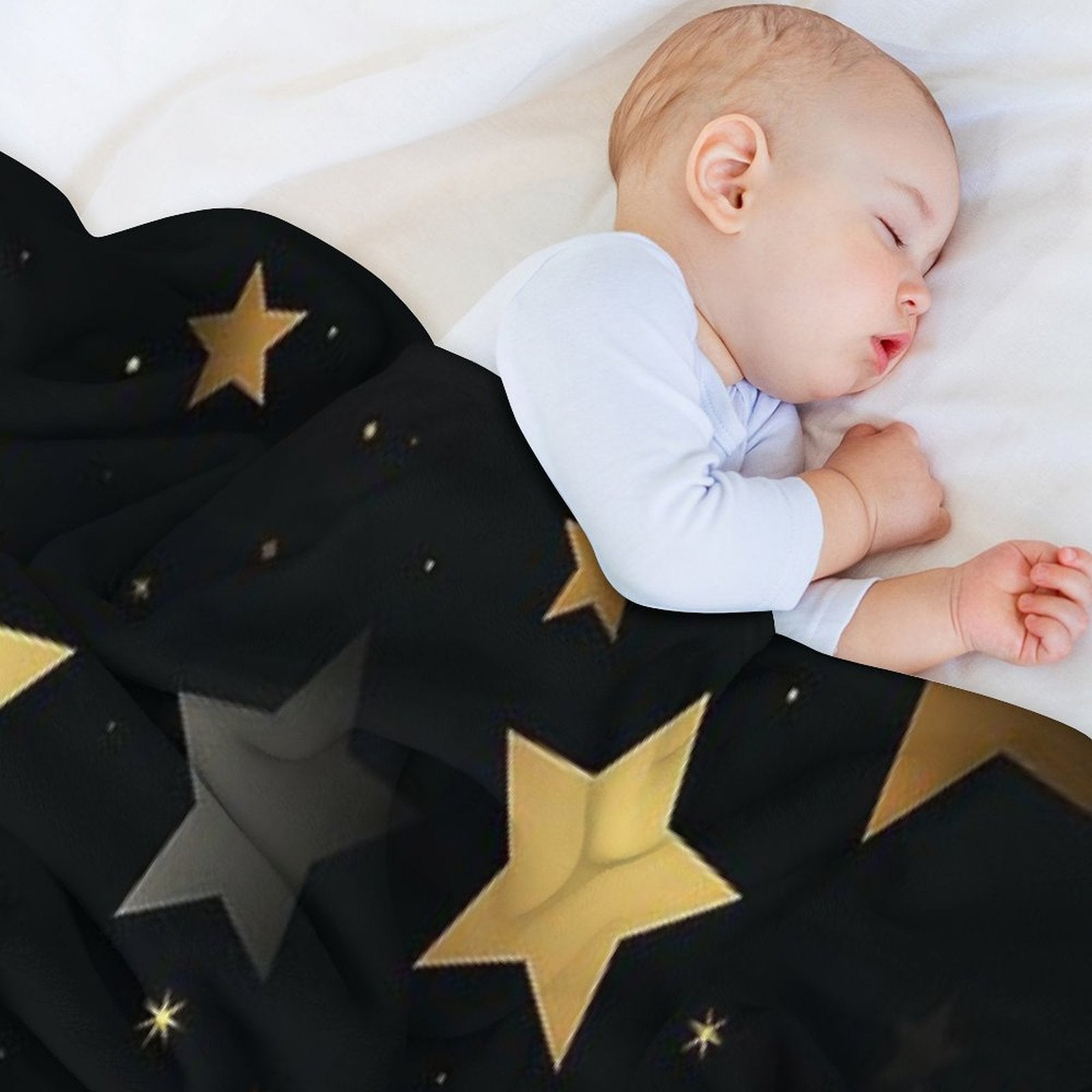 Stars on Black Background Quick-dry Throw Blanket