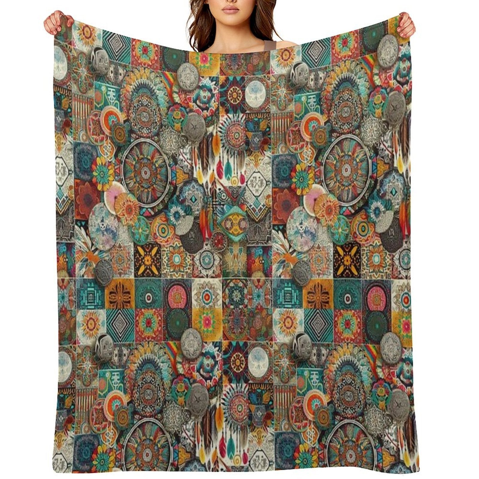 Fabric Pattern Multi-functional Throw Blanket