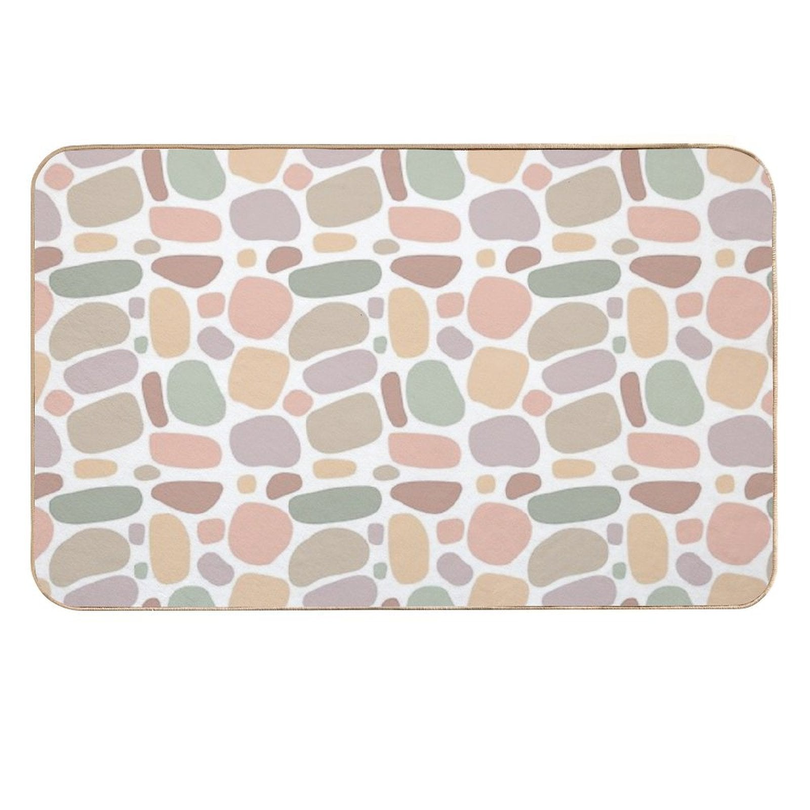 Boho Abstract Free-Form Pattern  Terracotta And Pastel Organic Shapes  Anti-Trip Bath Mat