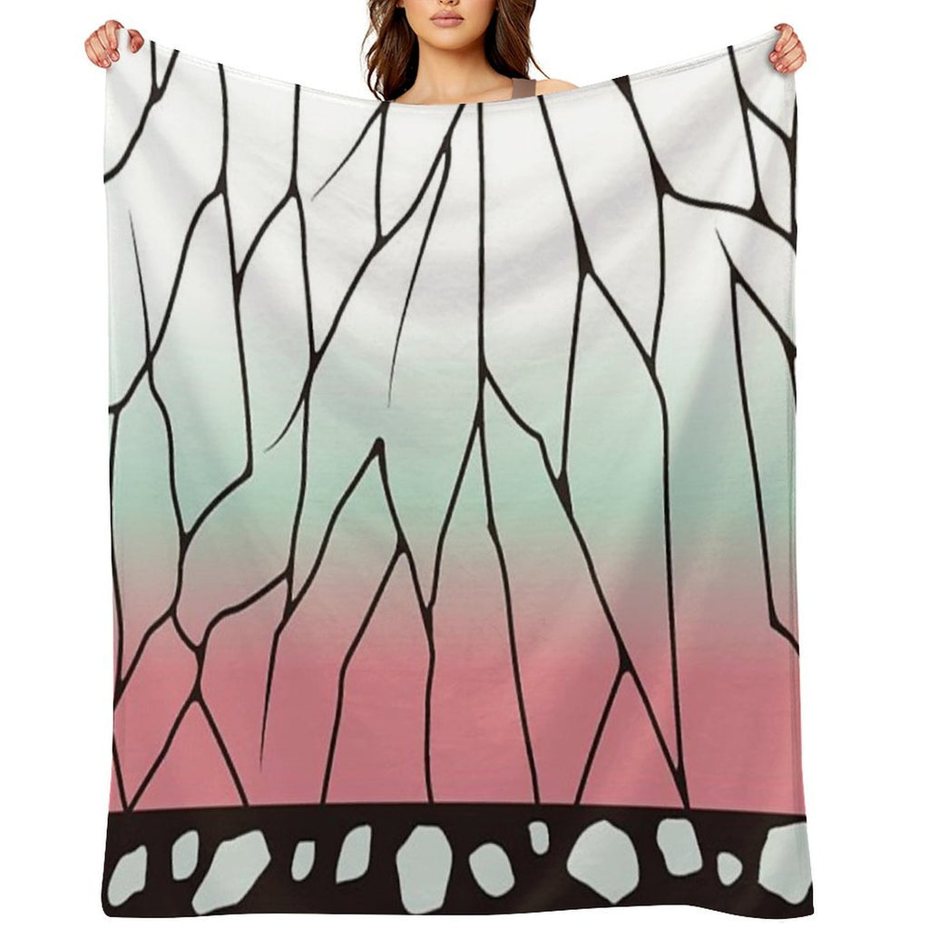 Demon Slayer Kocho Shinobu Japanese Pattern WAGARA of Butterfly Pattern Design. Velvety-soft Throw Blanket