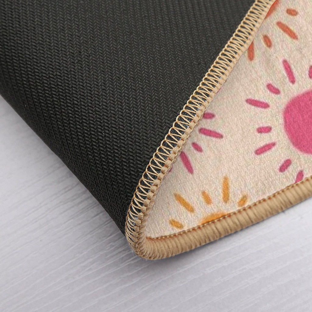 Groovy Retro Sun Pattern - Tan Orange Pink Palette  Multi-Purpose Bath Mat