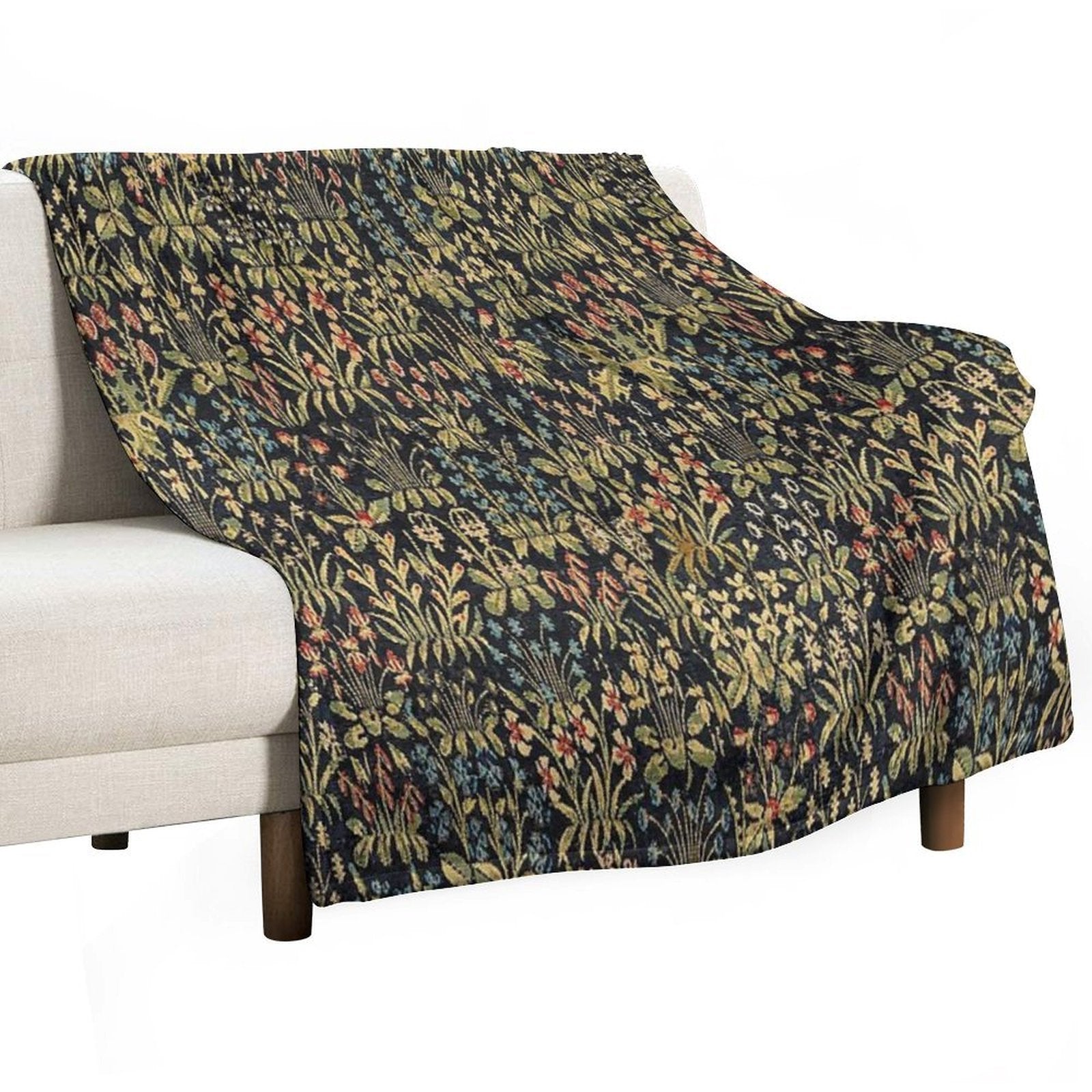 Medieval Gothic Fantasy Flowers Tapestry Floral Pattern Quick-dry Throw Blanket