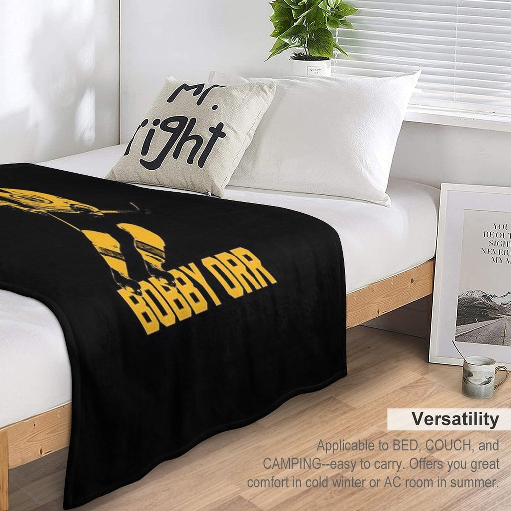 Bobby Orr Number 4 - The Yellow Stencil Machine-washable Throw Blanket