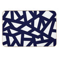 Navy Blue Thick Mosaic Lines On White  Pet-Safe Bath Mat