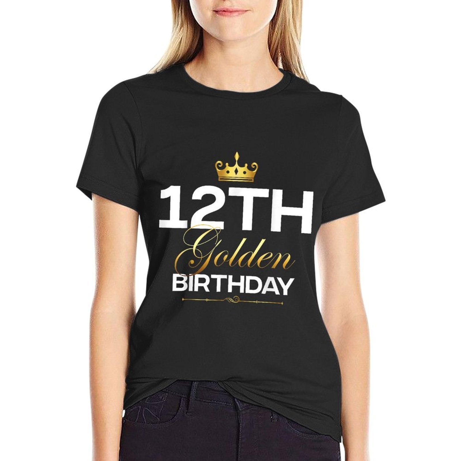 12th B-Day Golden Birthday Age Crown 12 Year Old Birthday  Affordable Price T-Shirt