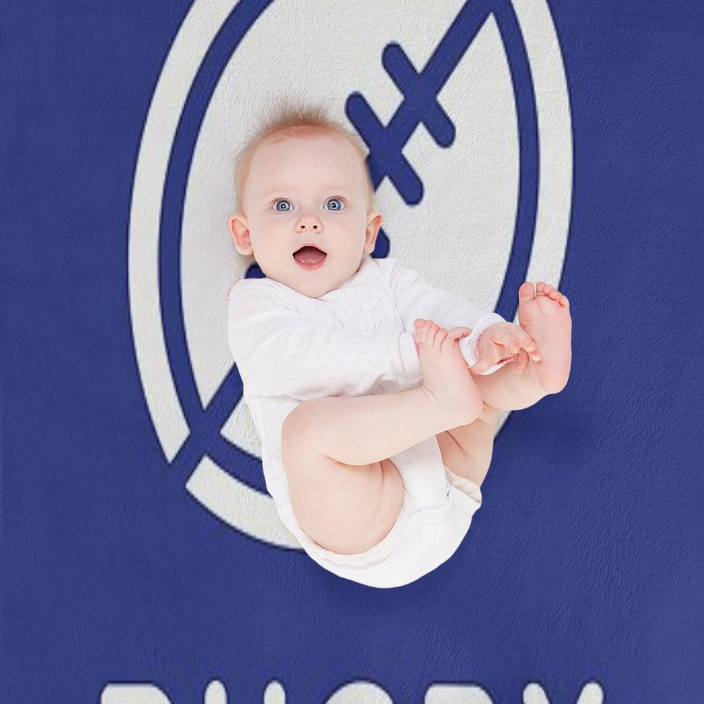 Tough Tackle Rugby Logo in White Versatility Throw Blanket