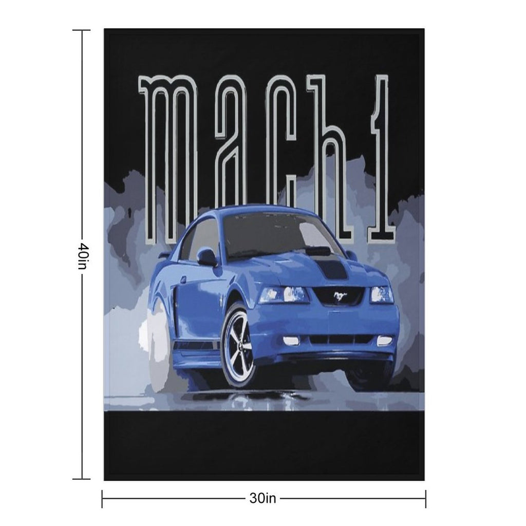 Azure Blue Mach 1 Sn95 Mustang GT 4.6L V8 4th Gen RETrO USA Premium Throw Blanket