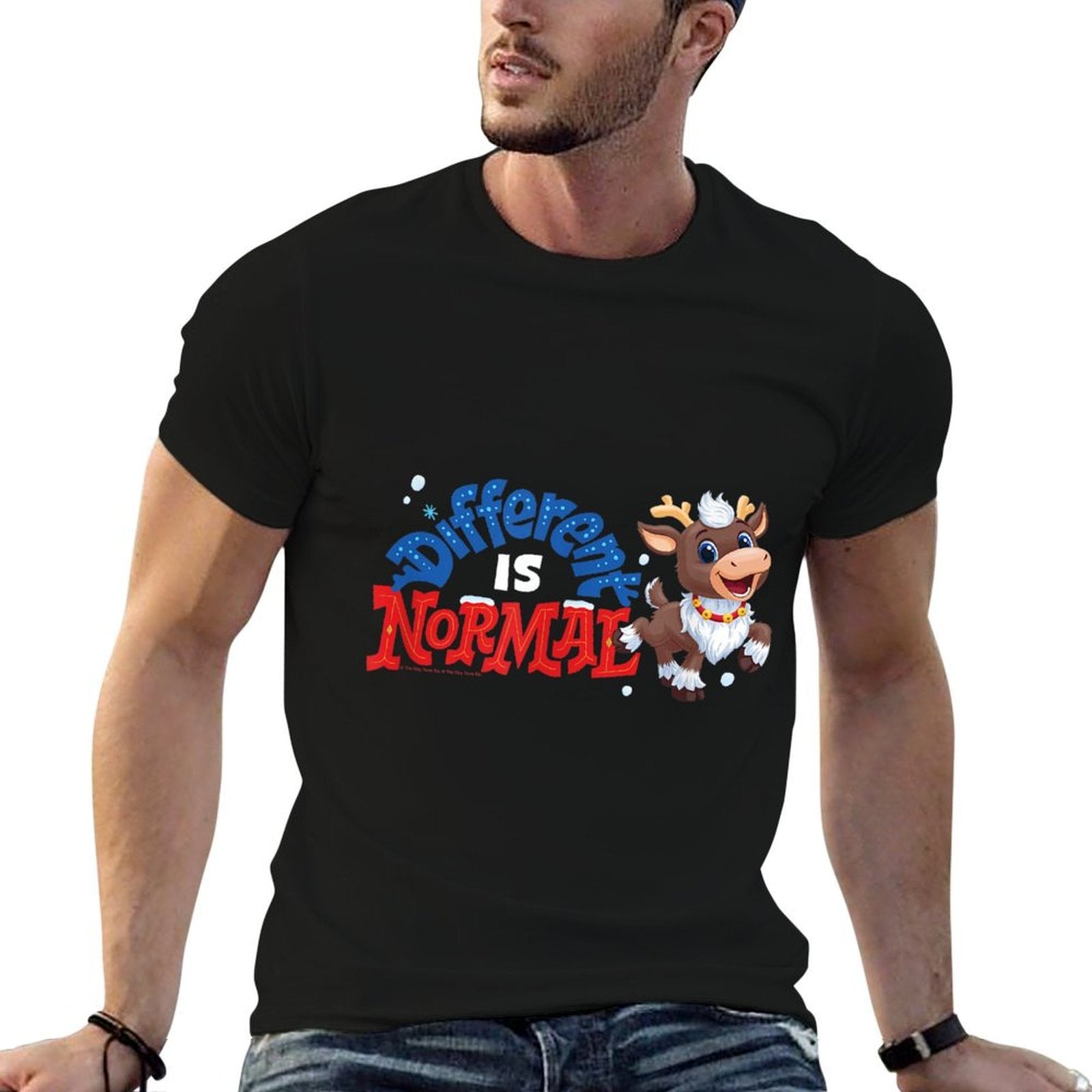 Reindeer in Here Christmas Blizzard Different Is Normal Logo  Vintage-inspired T-Shirt