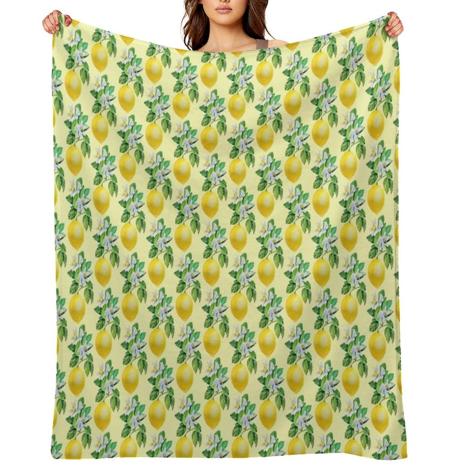 Lemon in Bloom Anti-pilling Throw Blanket