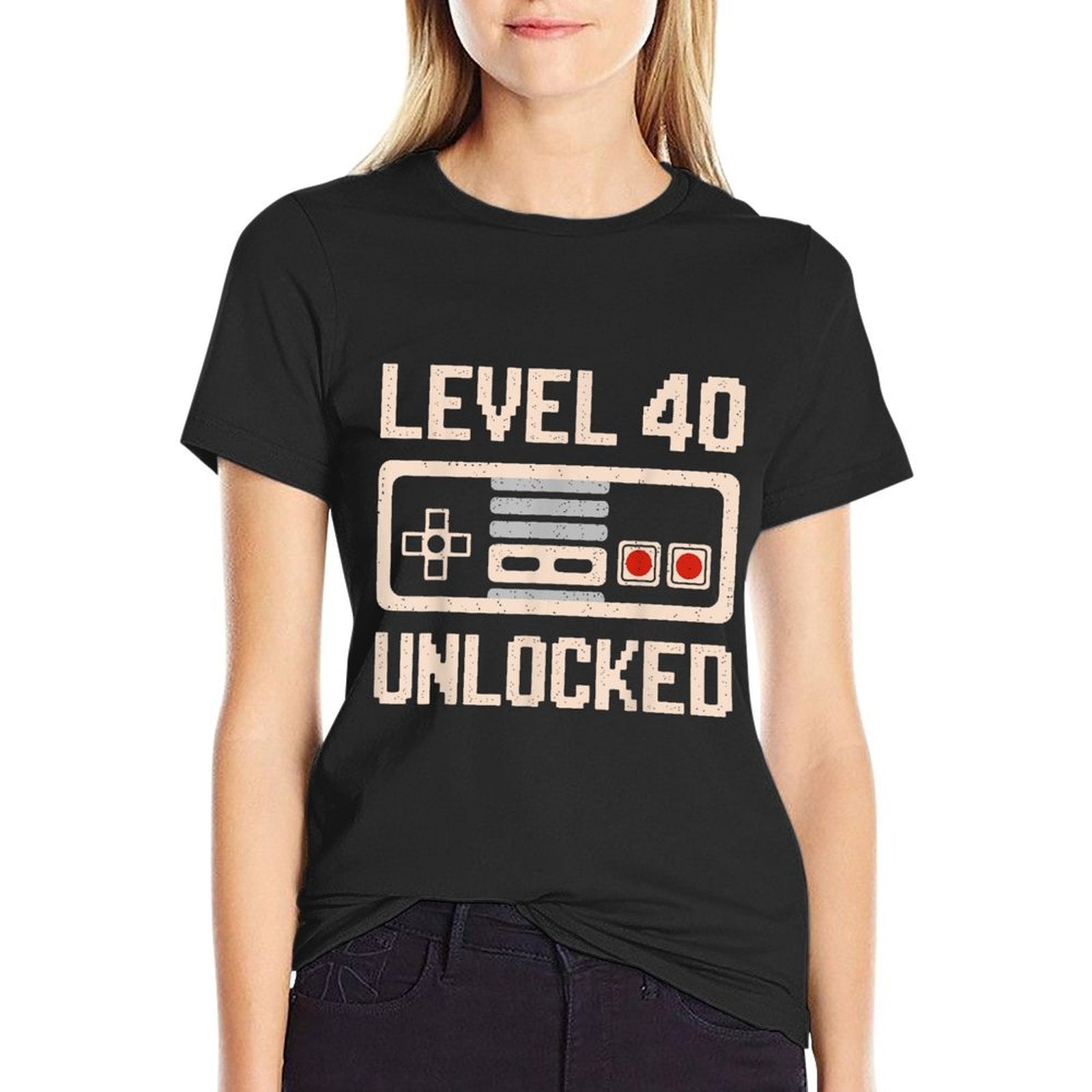 Level 40 Unlocked Video Gamer Vintage 40th Birthday Gift  Oversized Silhouette T-Shirt