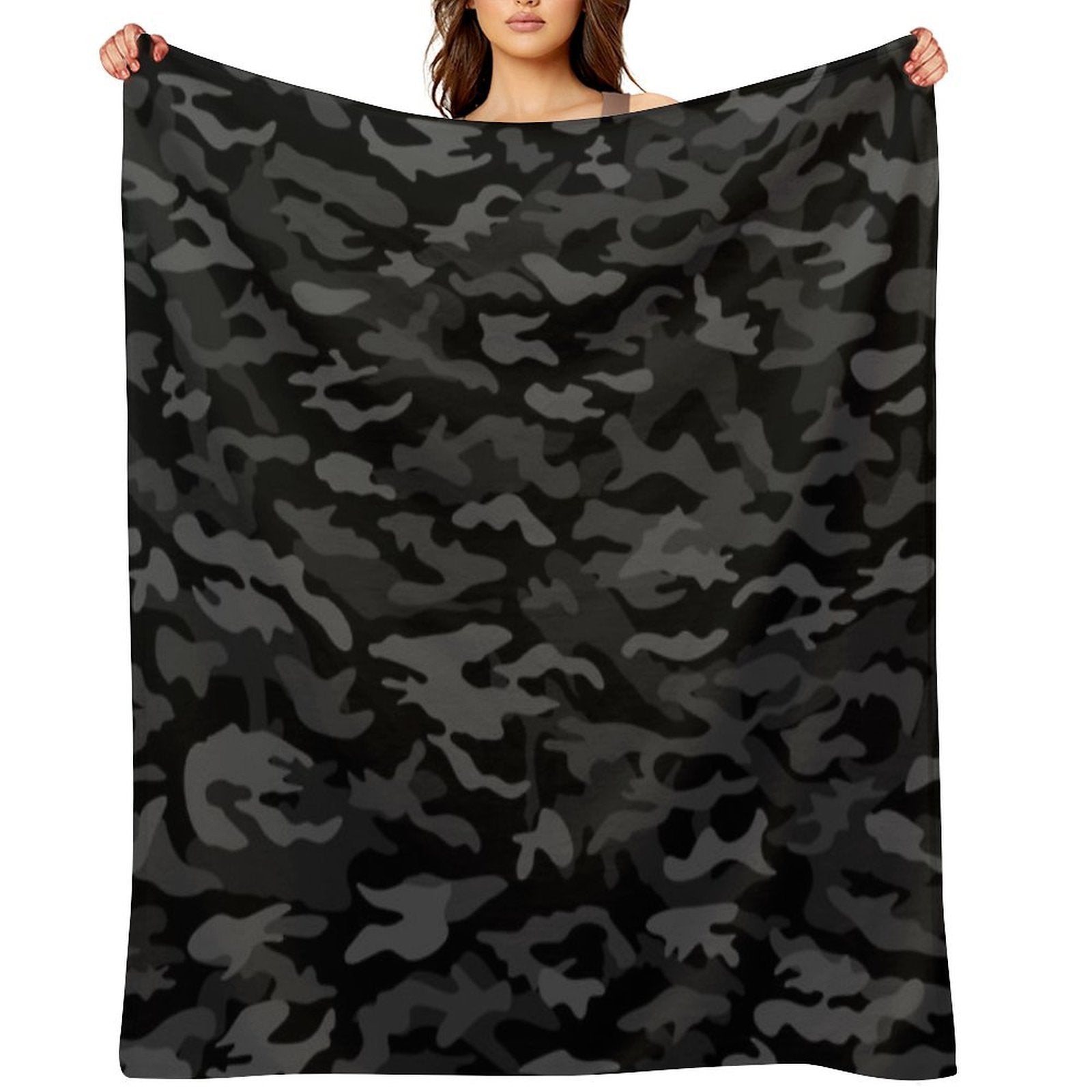 NEW AGE BLACK CAMOUFLAGE DESIGN Wrinkle-free Throw Blanket