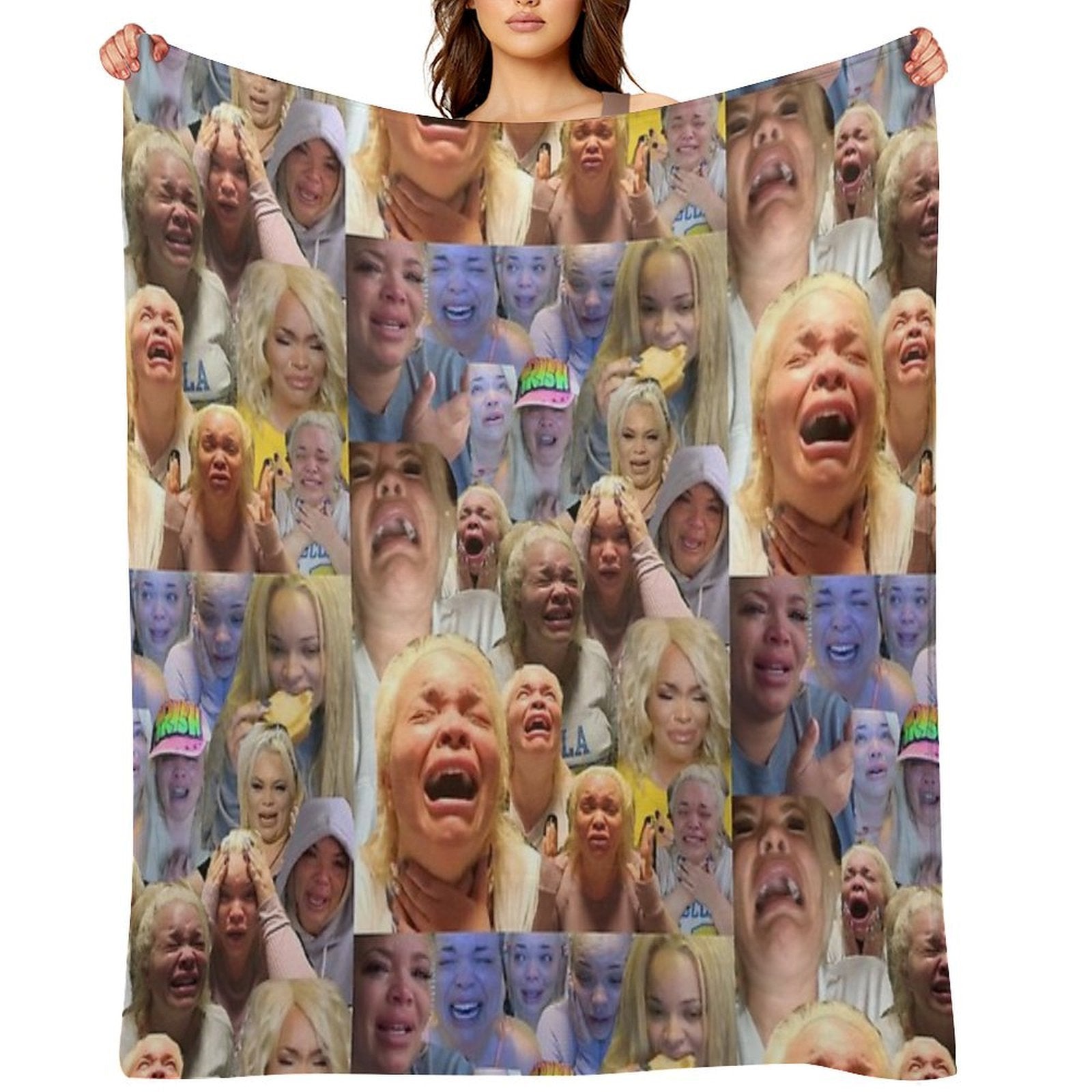 Trisha Pastas Crying on Her Kitchen Floor Collage Quick-dry Throw Blanket
