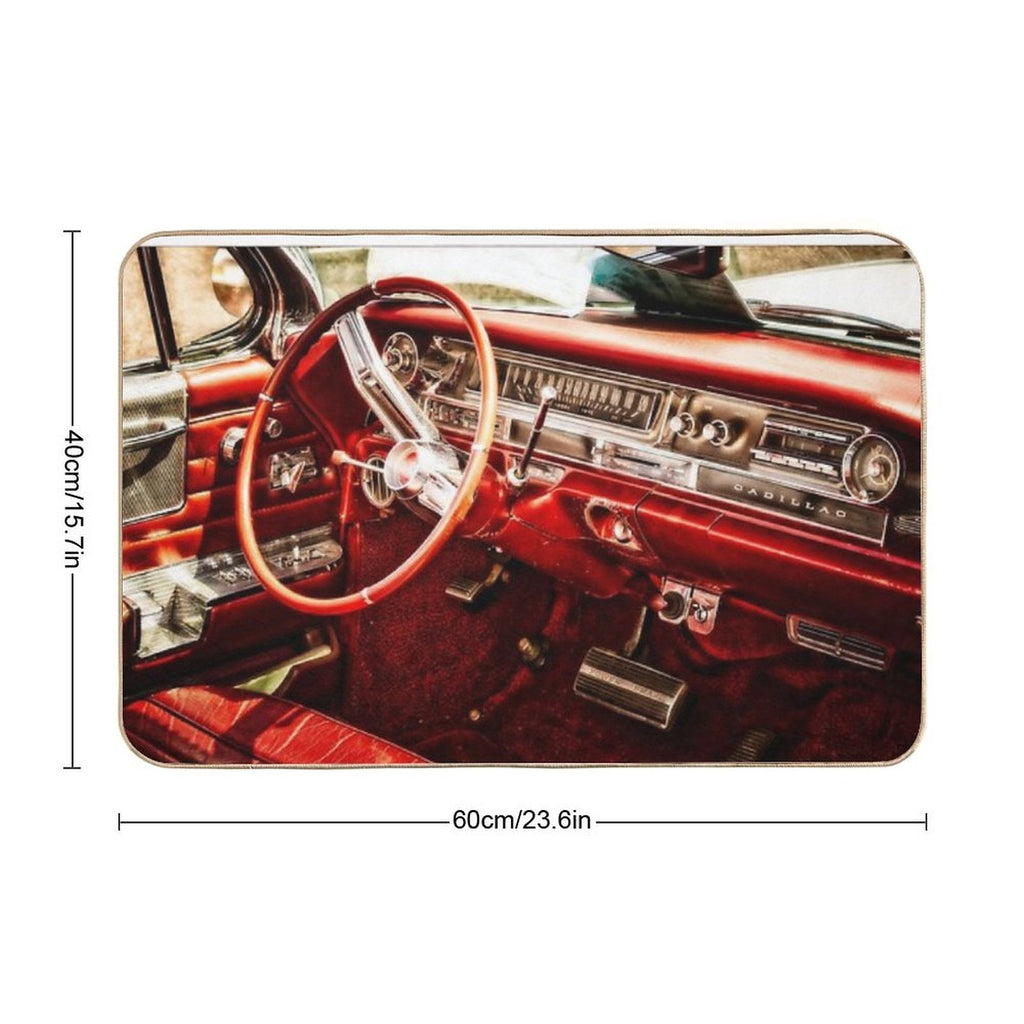 Classic Cadillac Interior. Red. Durable Bath Mat