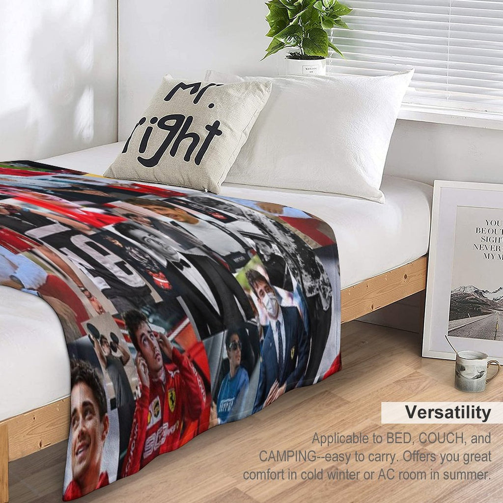 Charles Leclerc Monacan Motorsports Racing Driver Collage Plush Throw Blanket