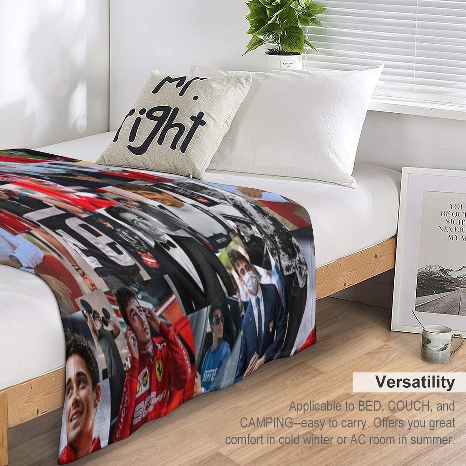 Charles Leclerc Monacan Motorsports Racing Driver Collage Plush Throw Blanket