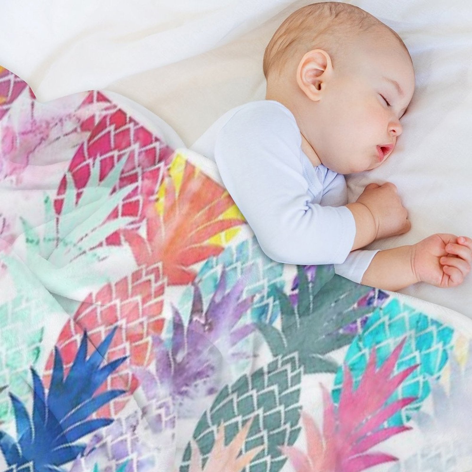 Hawaiian Pineapple Pattern Tropical Watercolor Anti-pilling Throw Blanket