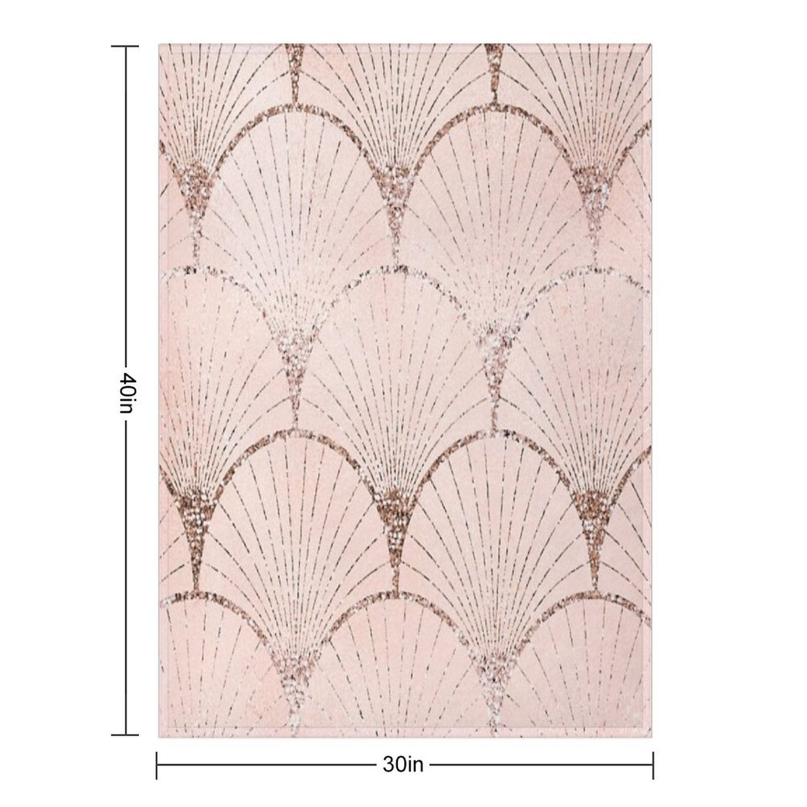 Art Deco Elegance - Rose Gold Glitter Fan Machine-washable Throw Blanket