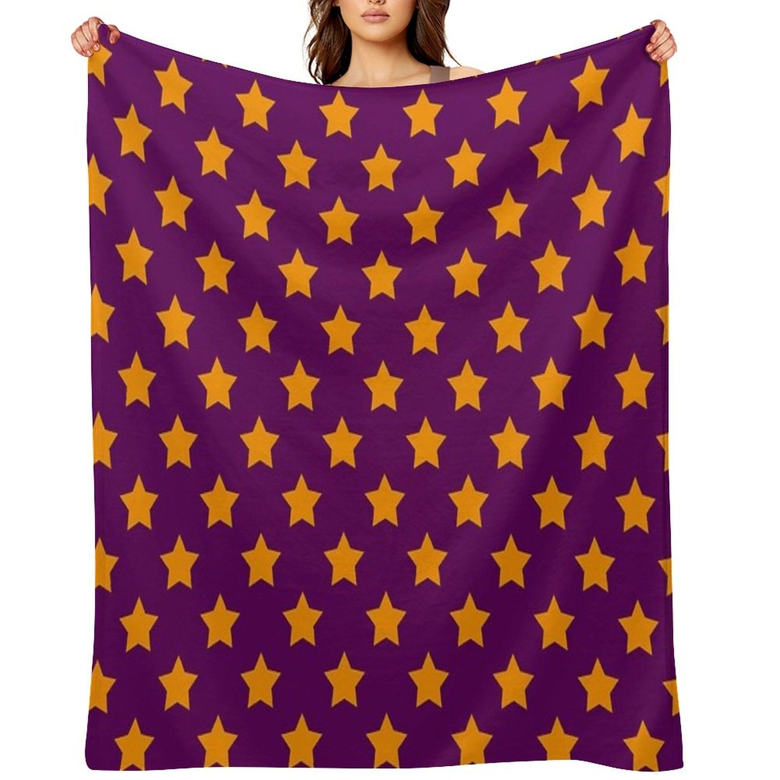 Orange Stars Purple Background Pattern Design Durable Throw Blanket