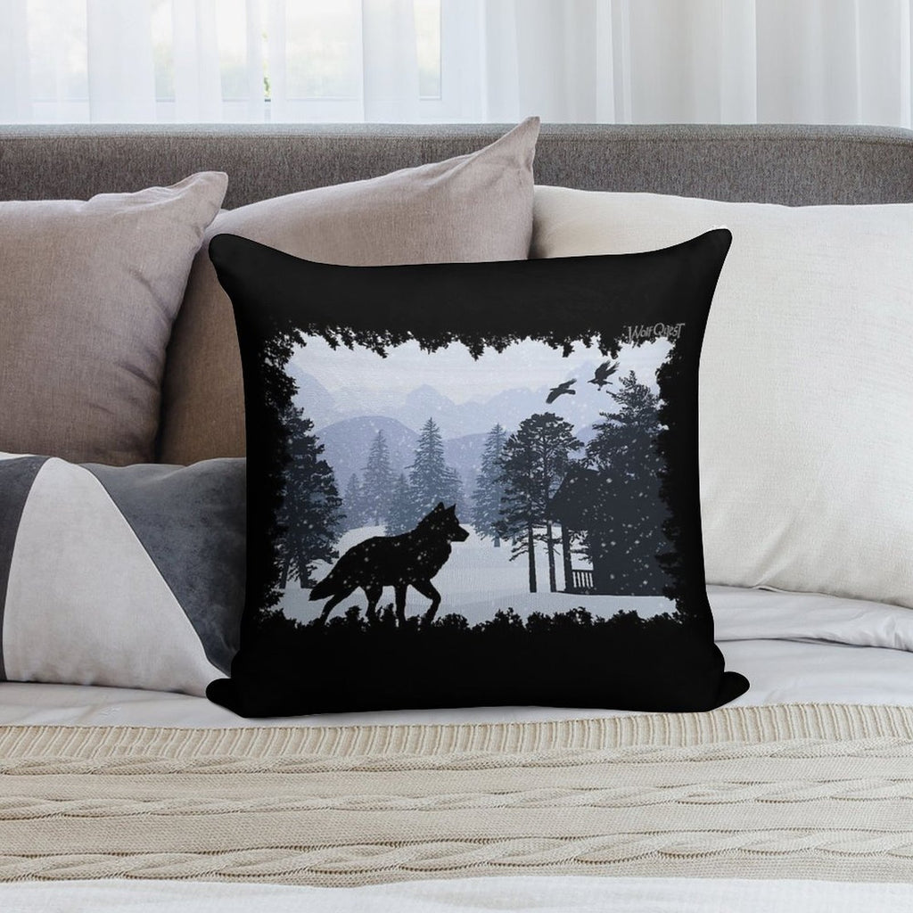 Snowy Cabin - WolfQuest Dream Soft Reinforced Edging Throw Pillow