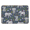 Baby Elephants And Egrets in Watercolor - Navy Blue  Odorless Bath Mat