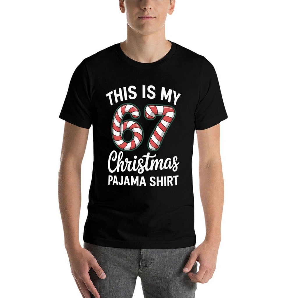 67 Christmas Pajama Funny 6-7 Meme 6 7 Holiday  Ribbed Collar T-Shirt