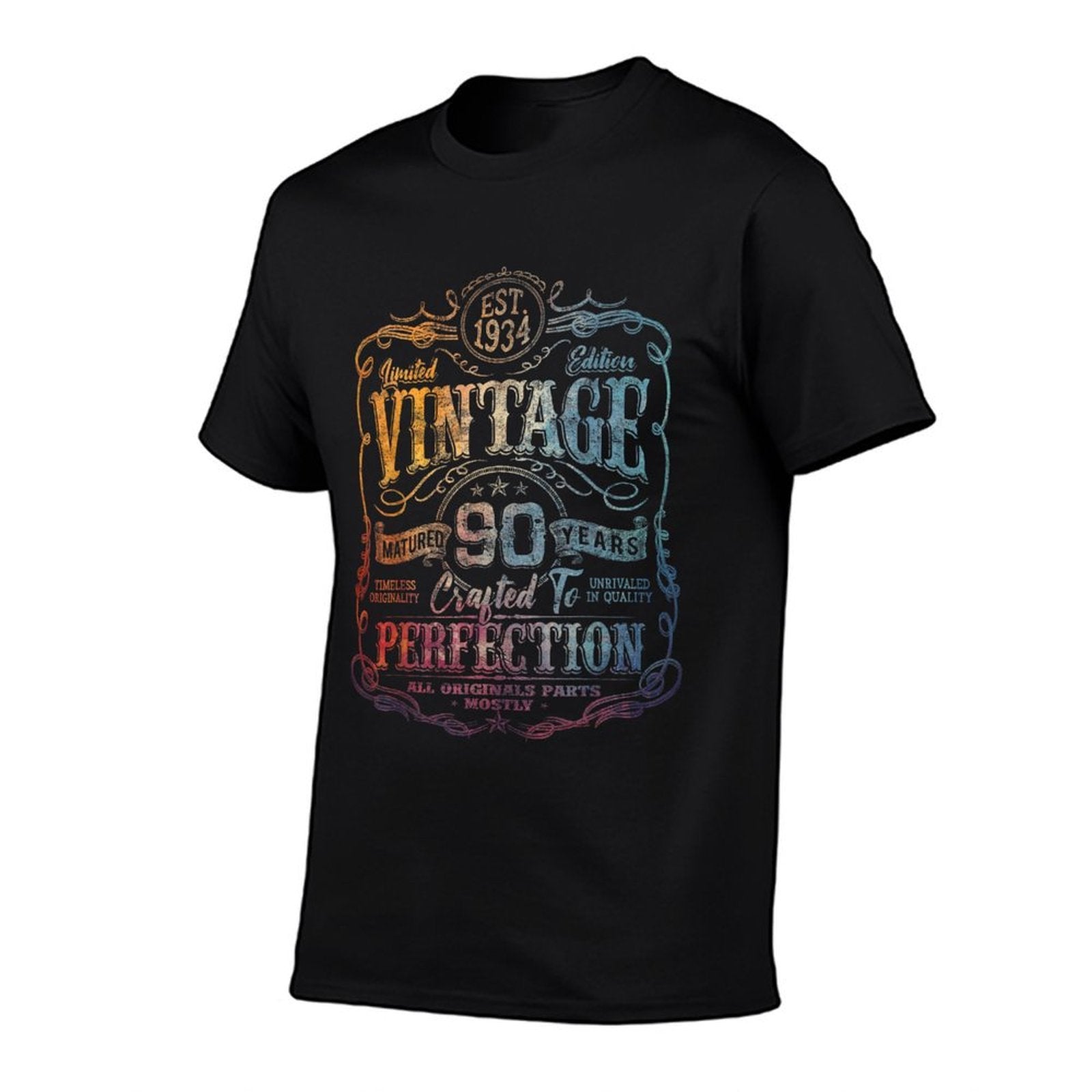 Vintage 1934 Limited Edition 90 Year Old 90th Birthday  Oversized Silhouette T-Shirt