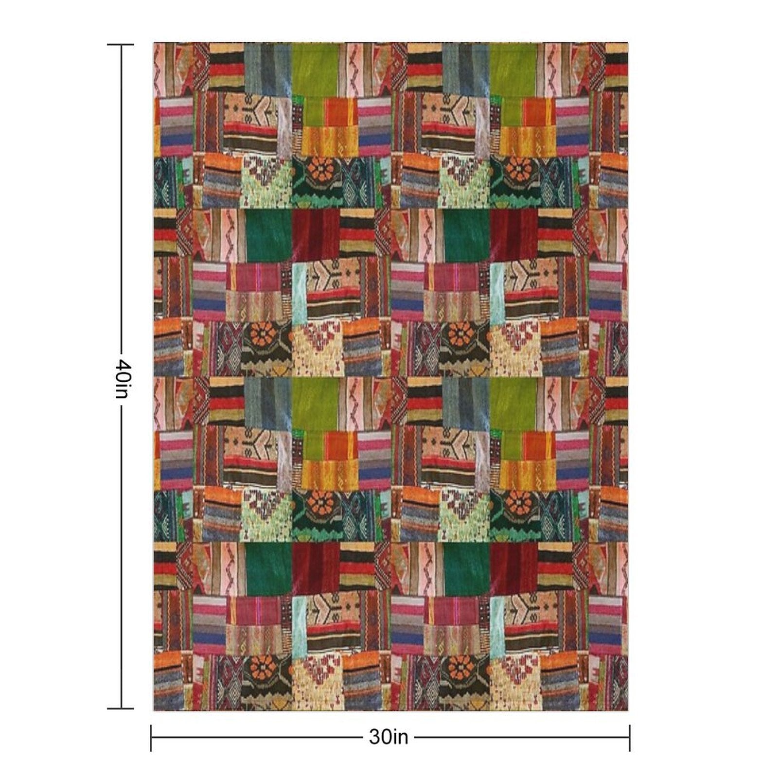Tradional Kilim Patchwork Multi Colored Design Anti-pilling Throw Blanket