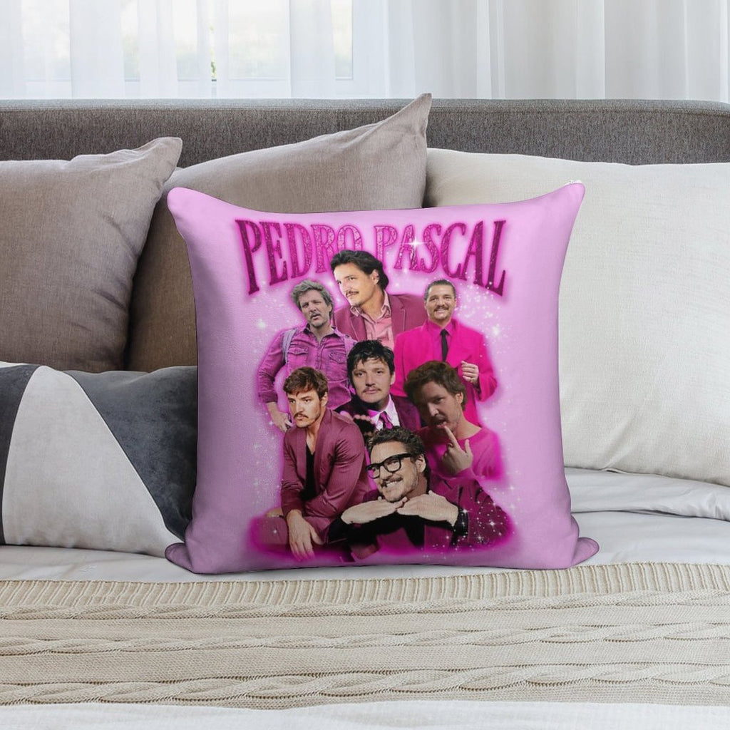 Pedro Pascal in Pink Soft Hidden Zipper Throw Pillow