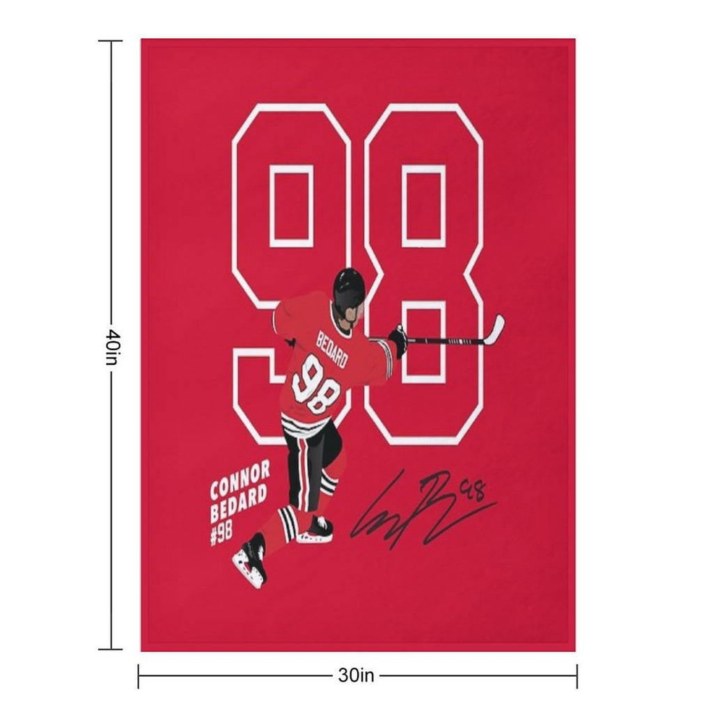 Connor Bedard Blackhawks #98 Signature Art Gift-ready Throw Blanket