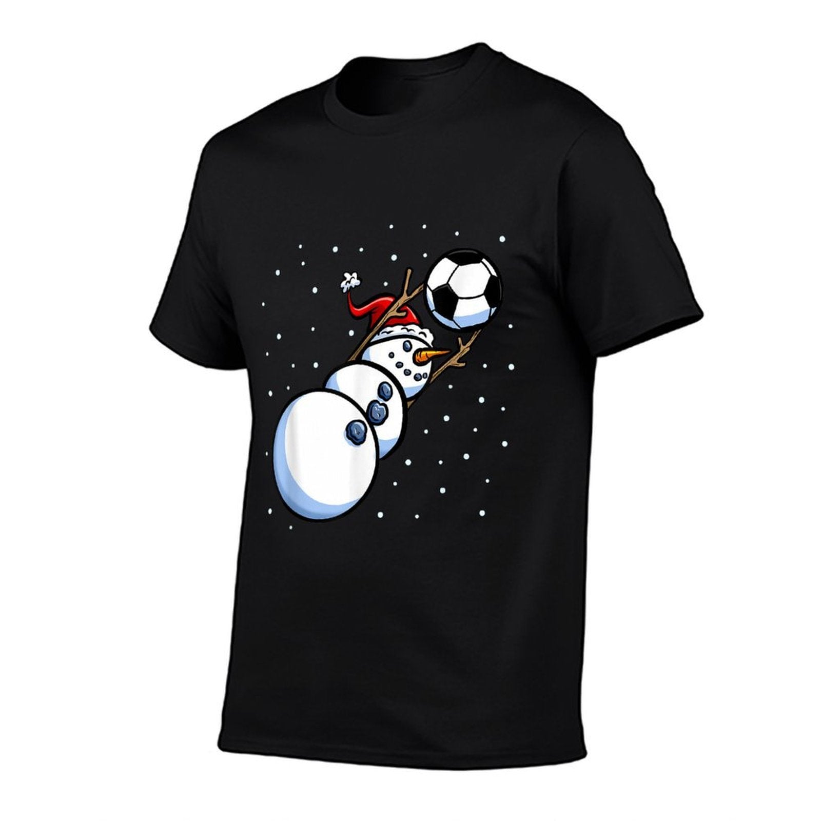 Christmas Boys Men Xmas Goalkeeper Soccer Snowman  High-quality Stitching T-Shirt