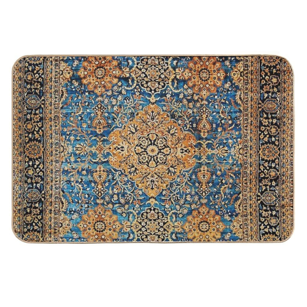 Antique Blue Persian Kirman Rug Print  Stain-Proof Bath Mat