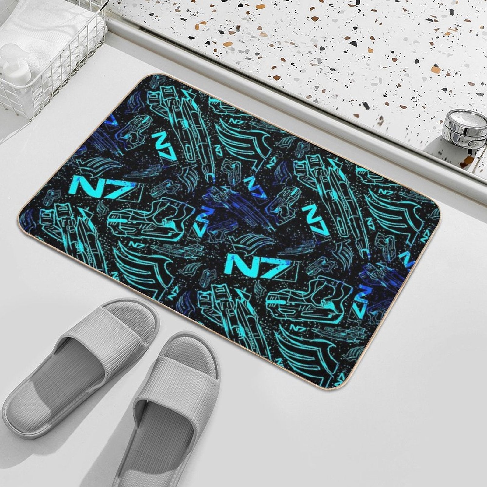 Paragon Shepard Pattern  Effect Mass Gaming Gamer Sci-Fi  Absorbent Bath Mat
