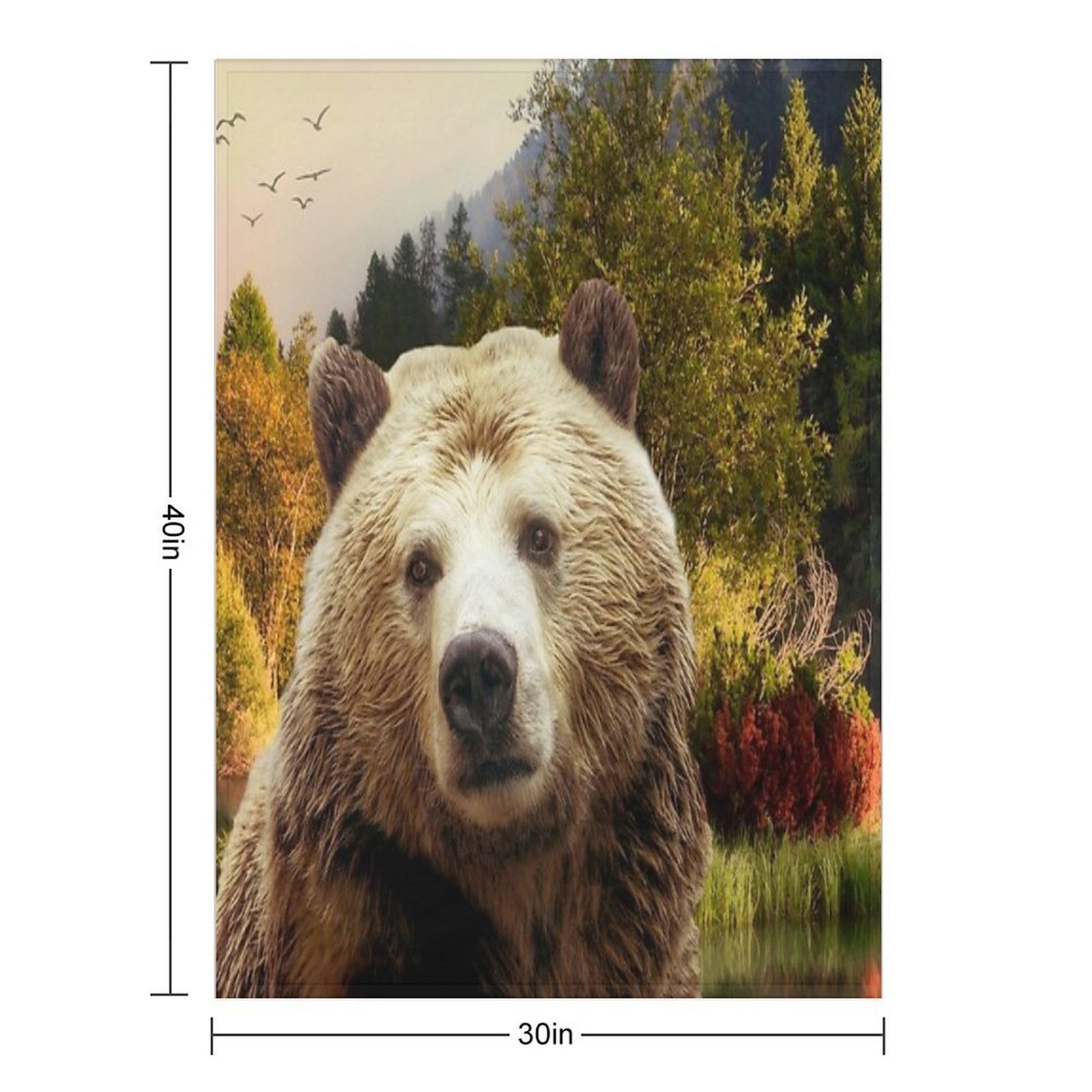 Brown Bear And Forest Multi-functional Throw Blanket