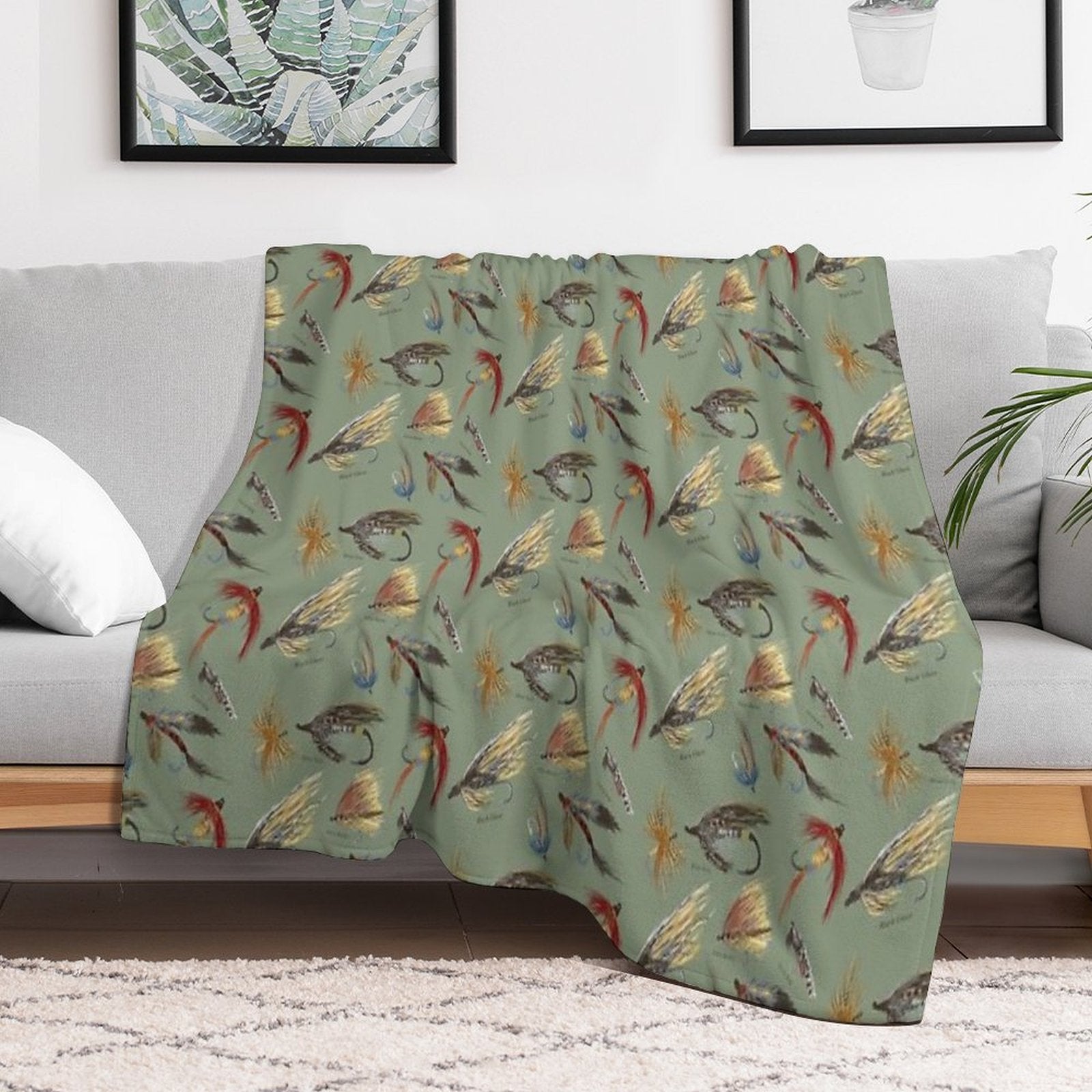Fly Fishing with Hand Tied Flies! Multi-functional Throw Blanket