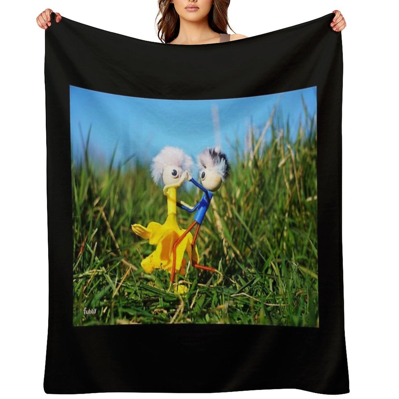 Graceful Dancing Active Fubby Doll Couple. Shrink-resistant Throw Blanket