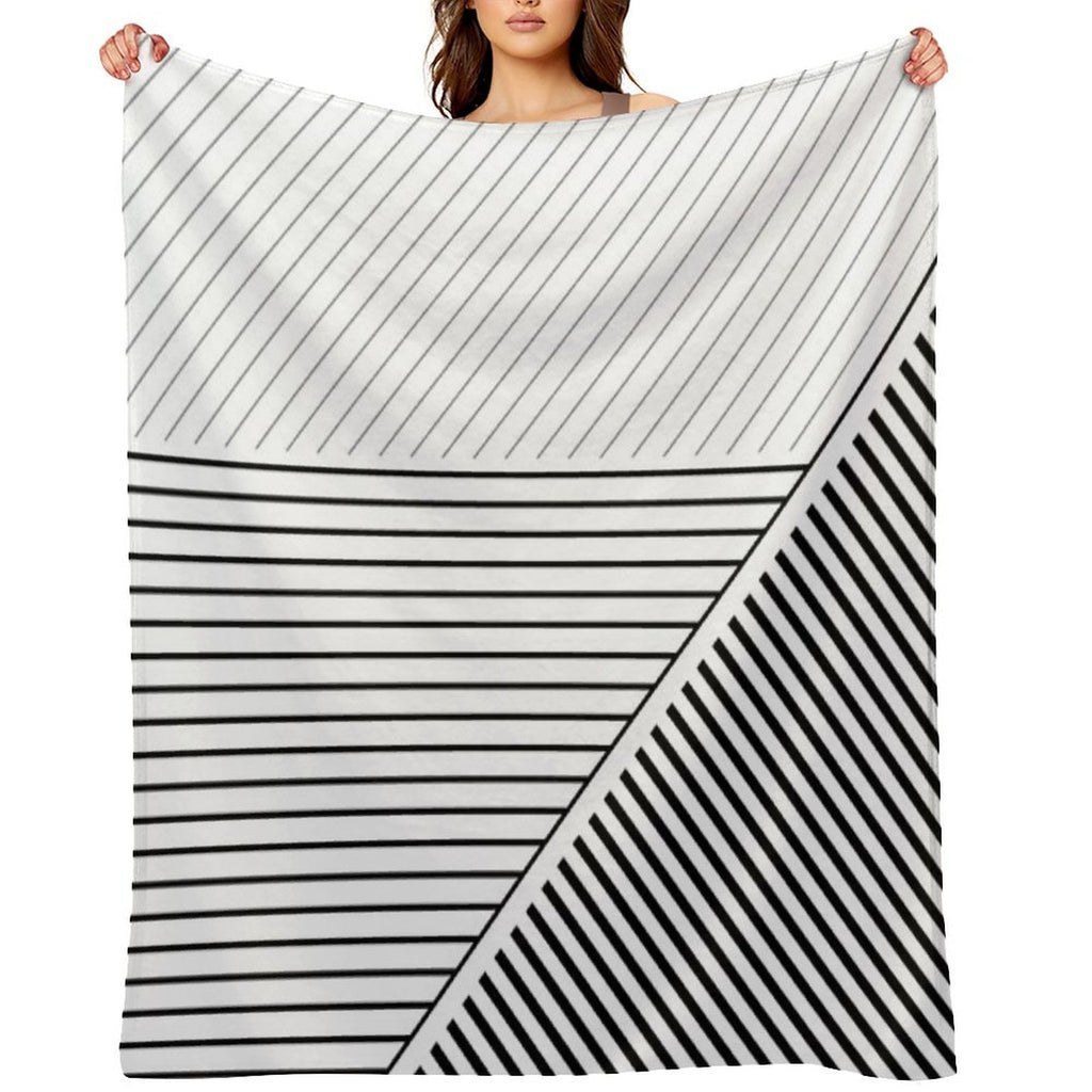 Black And White Geometric Lines Gift-ready Throw Blanket