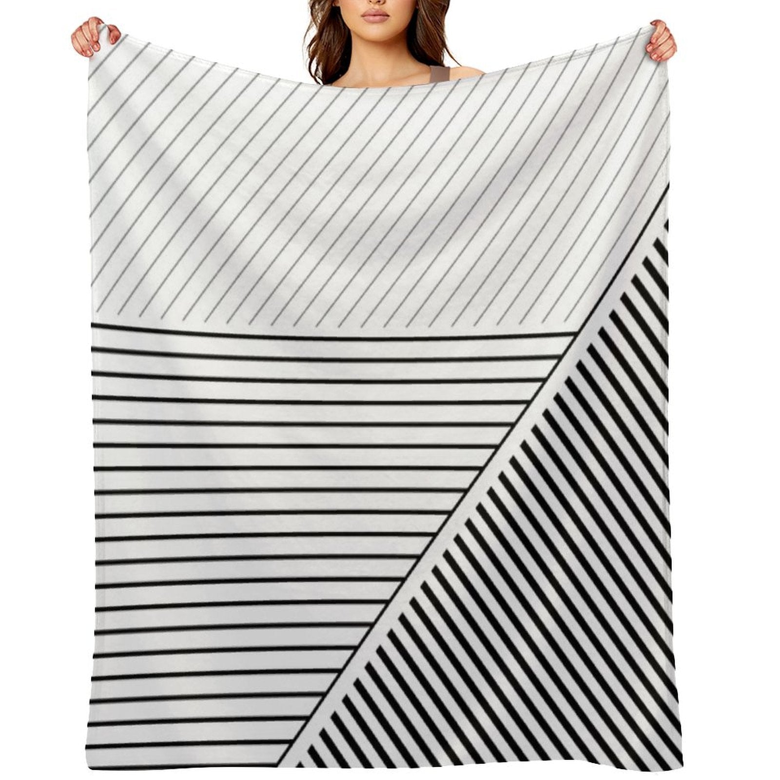 Black And White Geometric Lines Gift-ready Throw Blanket