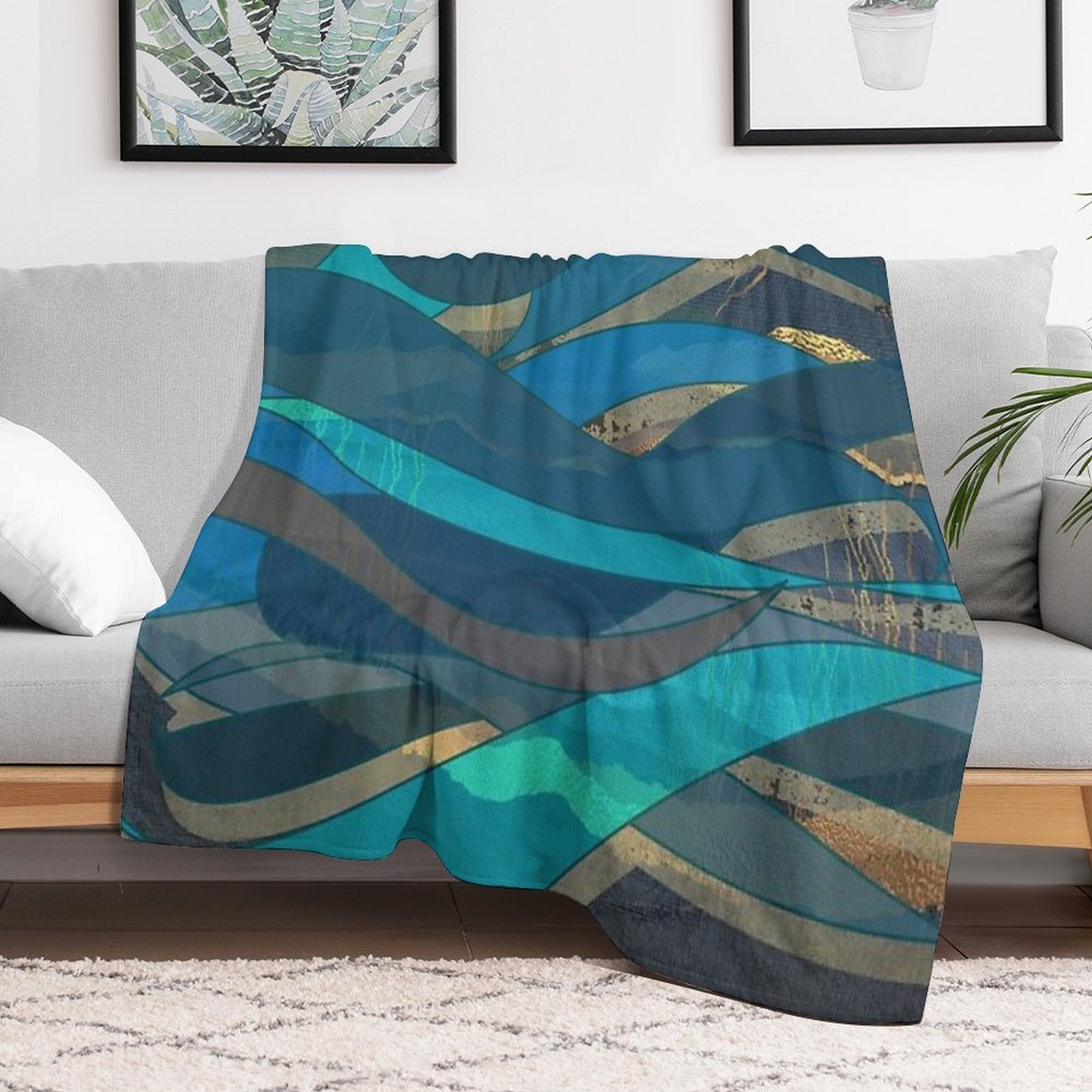 Magical Fantasy Ocean Scene for Wild Open Water Swimming, Deep Sea Divers.  Caroline Laursen Original Shrink-resistant Throw Blanket